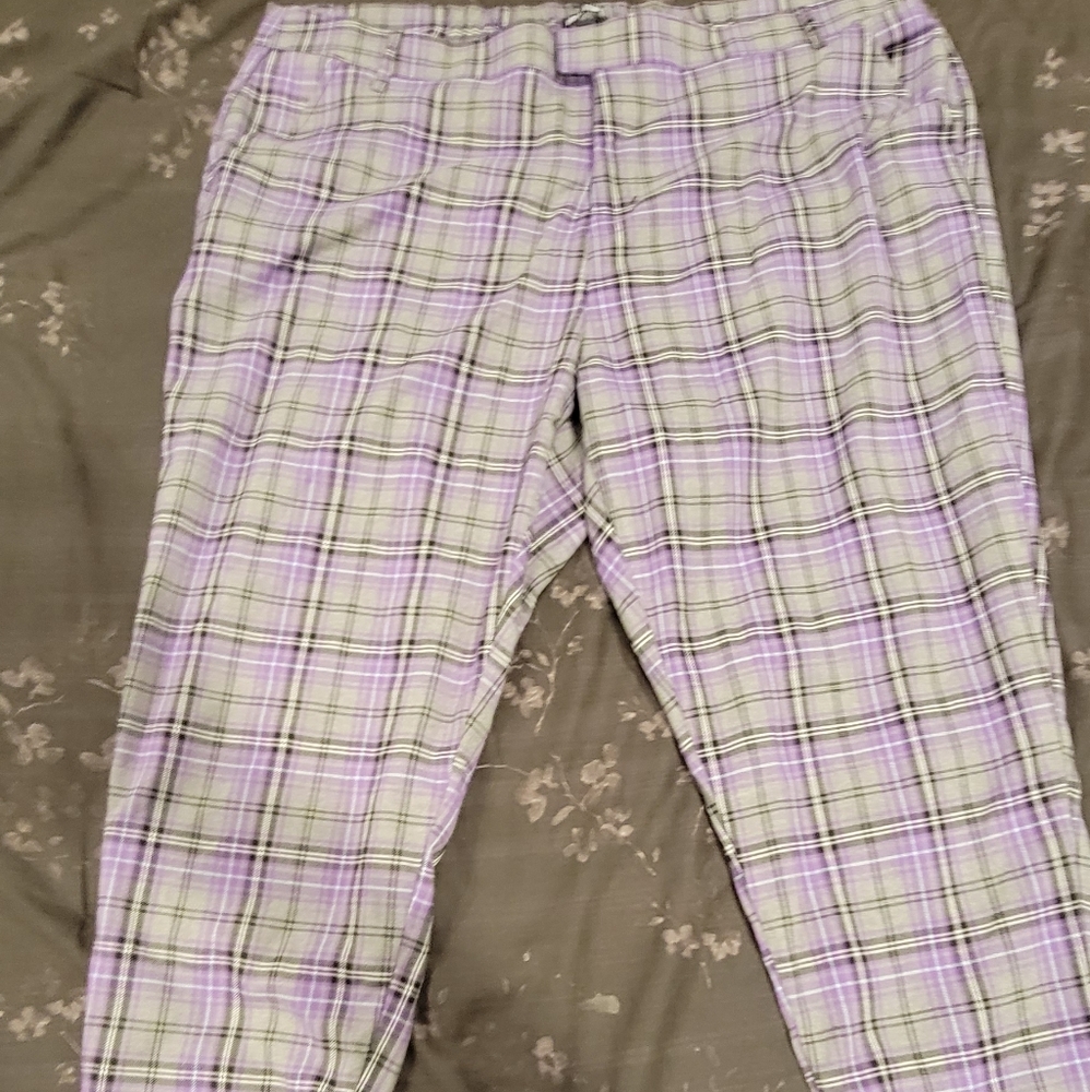 Purple plaid pants